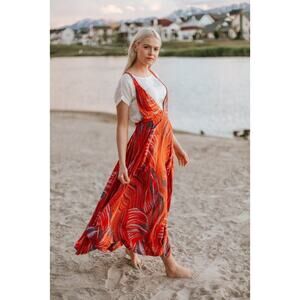 NEW Free People A Thousand Kisses Crew Neck Maxi Dress $198 Size Small Abstract